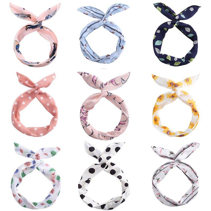 Floral Rabbit Ears Knotted Wire Hair Bands For Women With Elegant Metal Wire Scarf Design