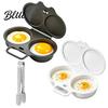 Efficient Egg Steaming Tool Dual Cavity Microwave Poacher with Lid And Handle, Food Grade Plastic Reusable Boiler Steamer, Oil-free Cooking
