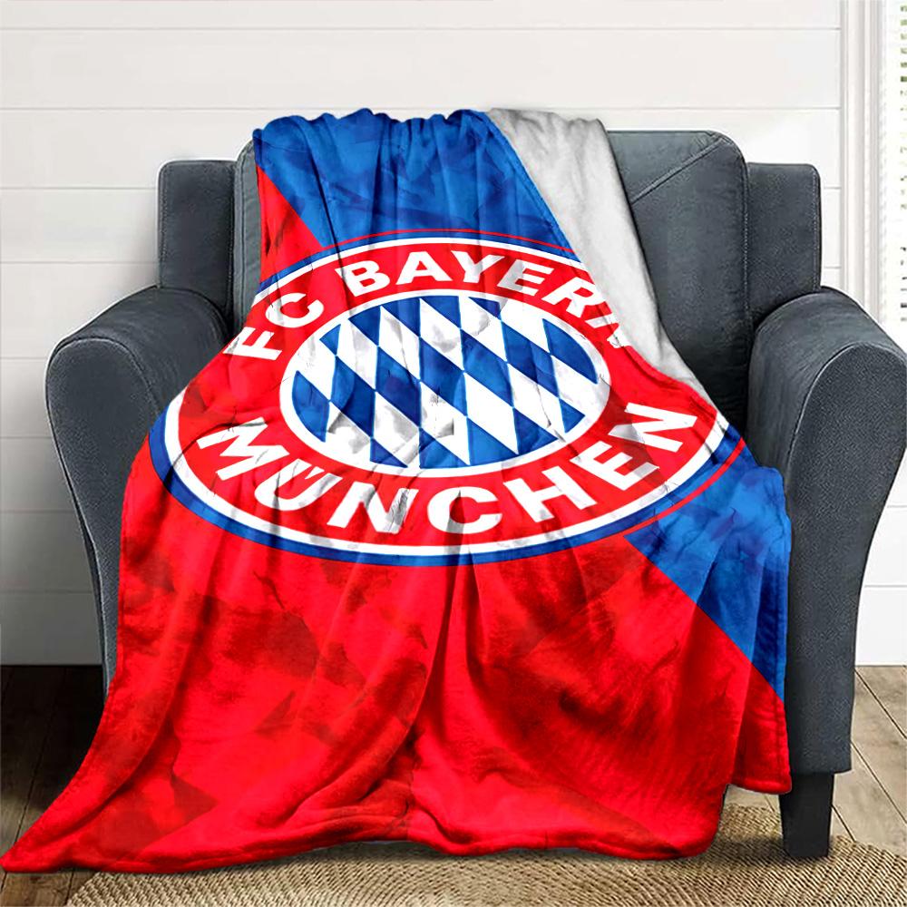 FC Bayern München Logo Decke Strapazierfähiger Komfort Perfekt für Bett Wohnzimmer Sofa Vier Jahreszeiten Universell Modern Bestes Weihnachtsgeschenk für Freunde Familie
