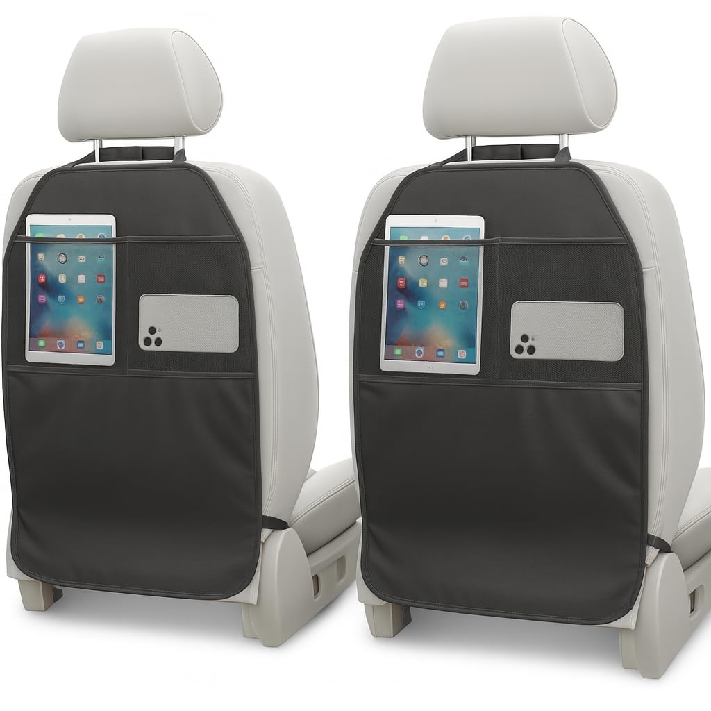 HIRAISM Kick Guard, Car Seat Cover, Repellent, Waterproof, Accessory Storage Pocket, Set of 2