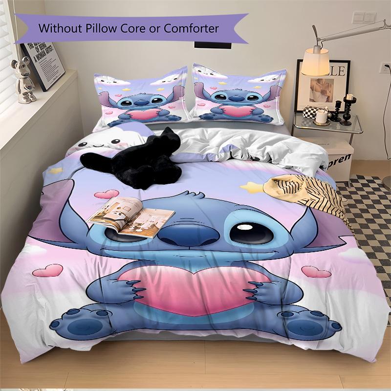 Stitch Heart Print 3Pcs Bedding Setduvet Cover With 2 Bedropillowcase Home Birthday Gift