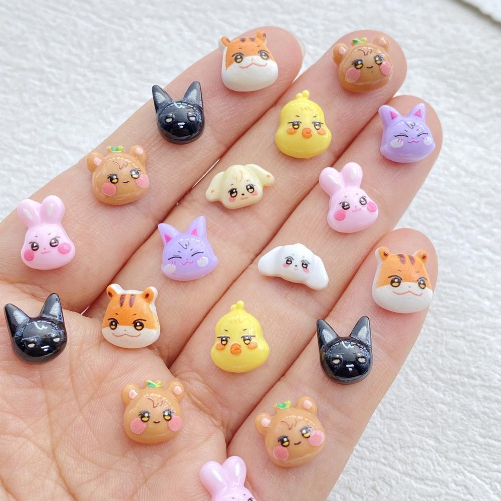 

50pcs Resin Colorful mini cartoon cats, rabbits, puppies, and bears Nail Art Flat back Rhinestone Scrapbook DIY Jewelry Crafts