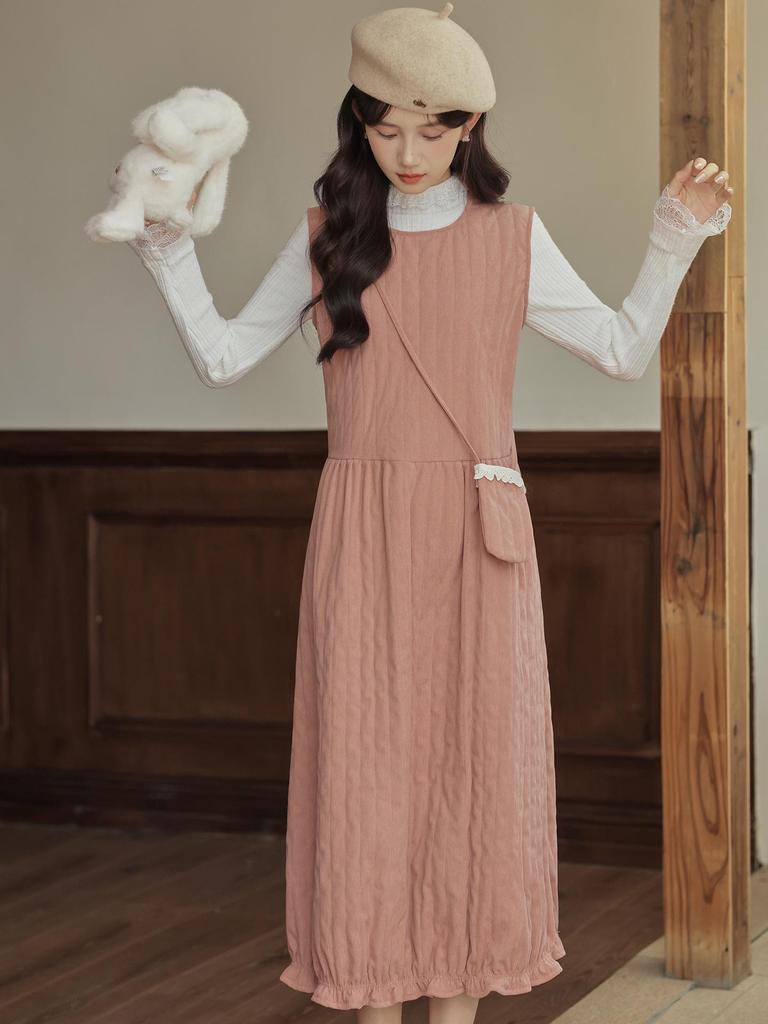 2026 Women's Quilted Sleeveless Tulip Dress with Knit Cardigan Set - Versatile Layering Fashion