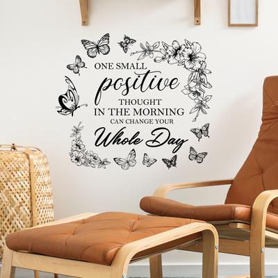 WZ9023 English Slogan Butterfly Wreath Bedroom Living Room Study Home Beautification Decoration Wall Sticker