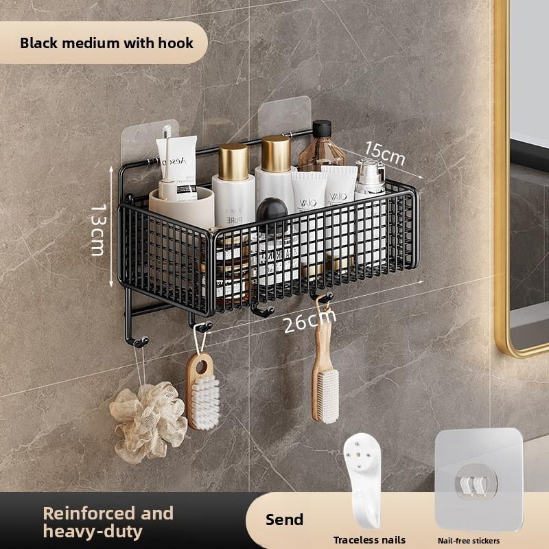 Modern Minimalist Bathroom Wall Shelf With Carbon Steel Material For Storage And Organization