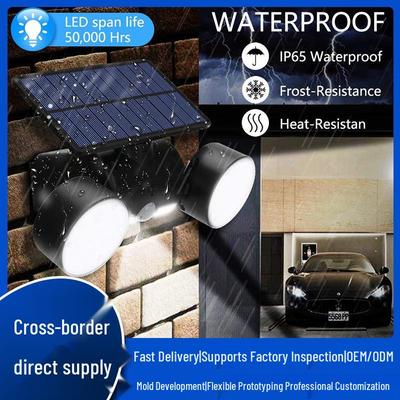30 LED Dual Head Rotatable Solar Wall Light for Outdoor Use
