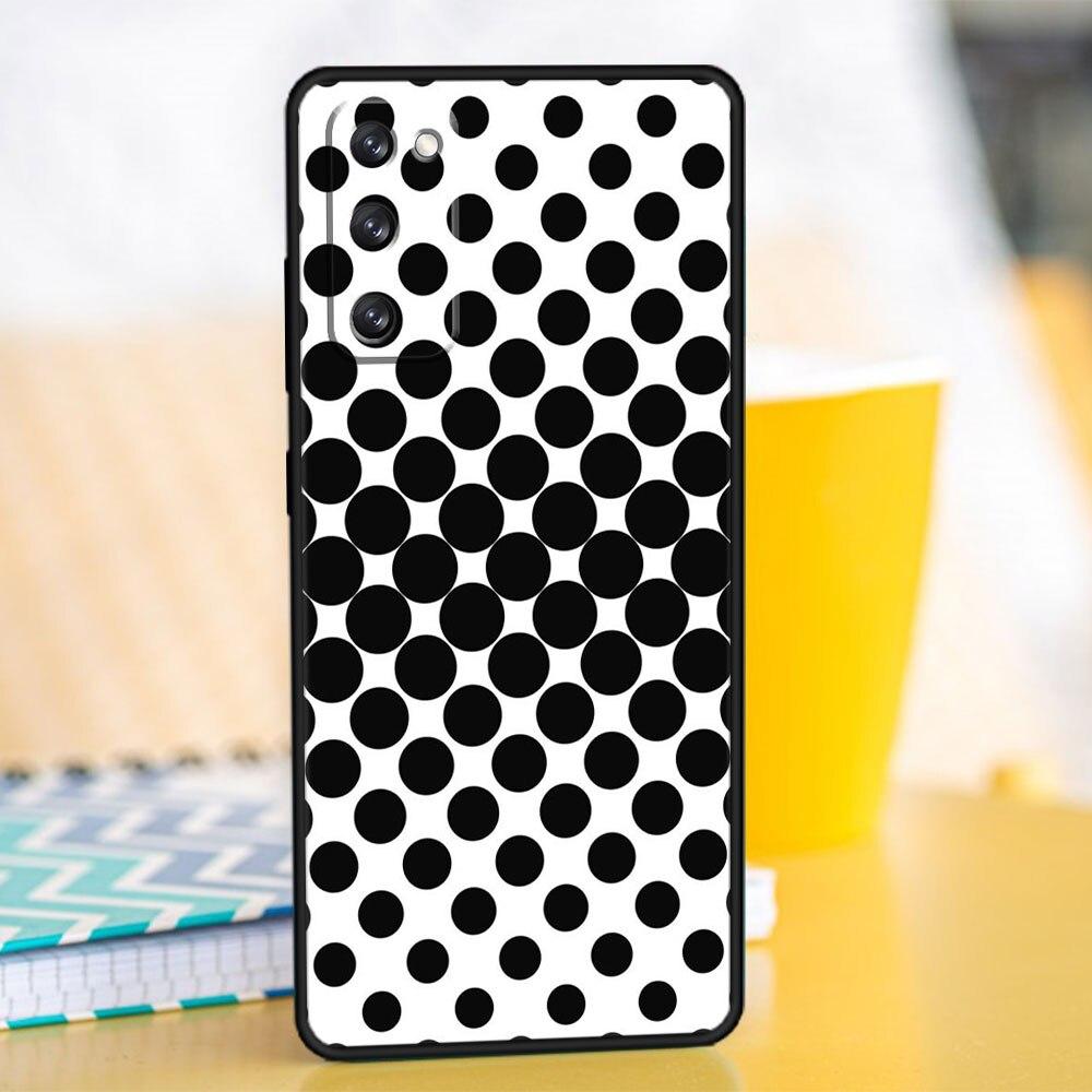 For Samsung Galaxy S10e S22 Ultra 5G S8 S21 Plus S10 S7 S9 S20 FE 2022 Phone Case Black and White Polka Dot Silicone Fundas