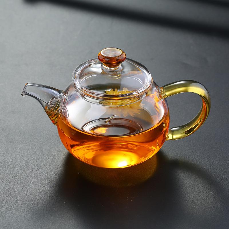 Household Transparent Borosilicate Glass Brewing Teapot Small Single Color Brewing Teapot with Filter Kung Fu Teapot