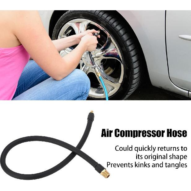 Tissting Tire Inflator Extension Hose 60cm Air Pump Tube with 5/16‑32 Male NPT and 1/4 Inch NPT Brass Fittings, 170psi Air Compressor Chuck Adapter