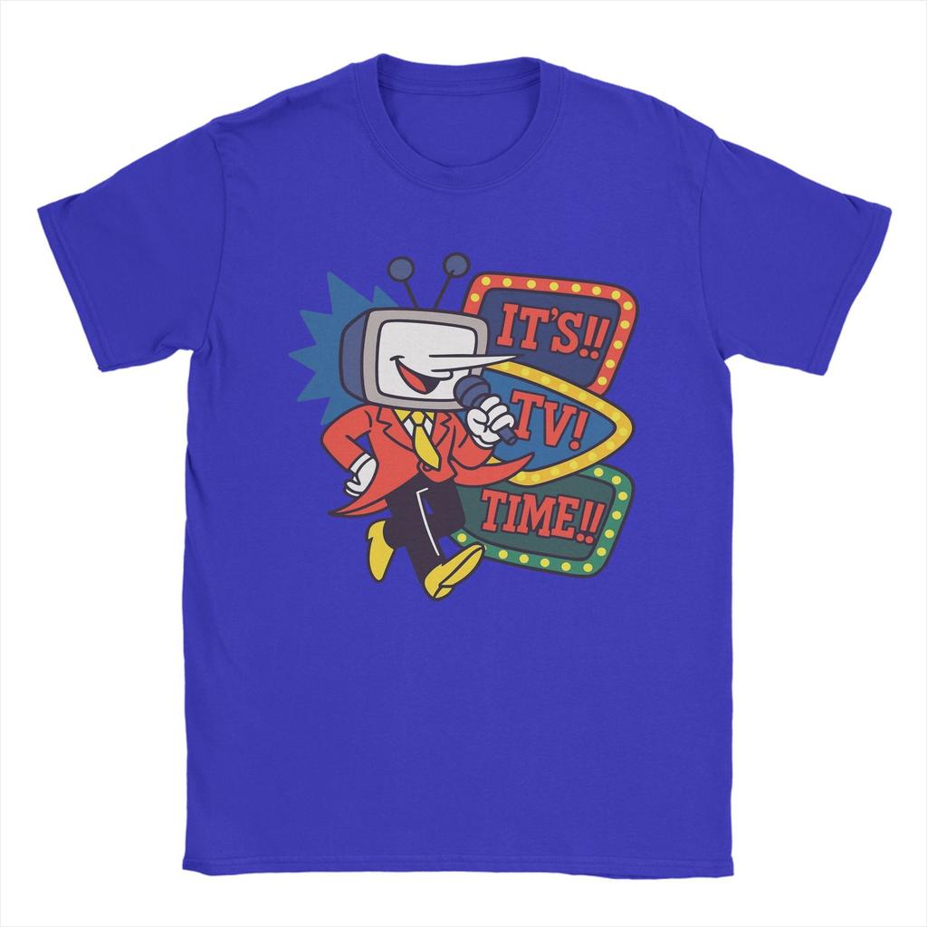 Men's T-Shirts Tenna It's TV Time Meme Deltarune Cotton Tee Shirt Short Sleeve  T Shirts Round Neck Clothes Birthday Present