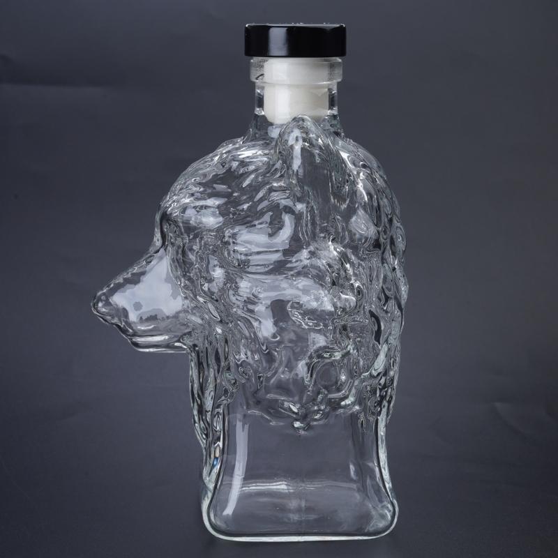 Artistic Wolf Head Decanter High Borosilicate Glass Wine Bottle Bourbon Dispenser For Gift And Collectors Home Bar