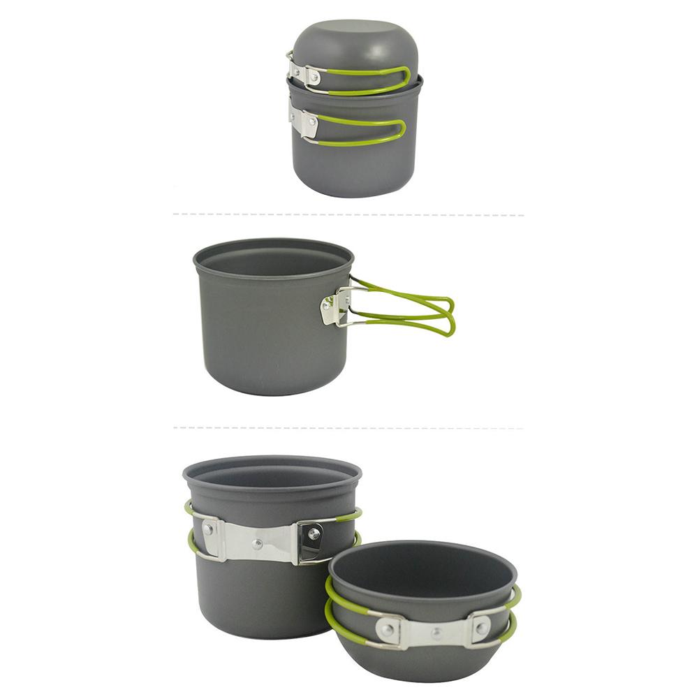 Hiking Picnic Tableware Pan Outdoor Camping Non-stick Pot Cookware with Scald Prevention Foldable Handle