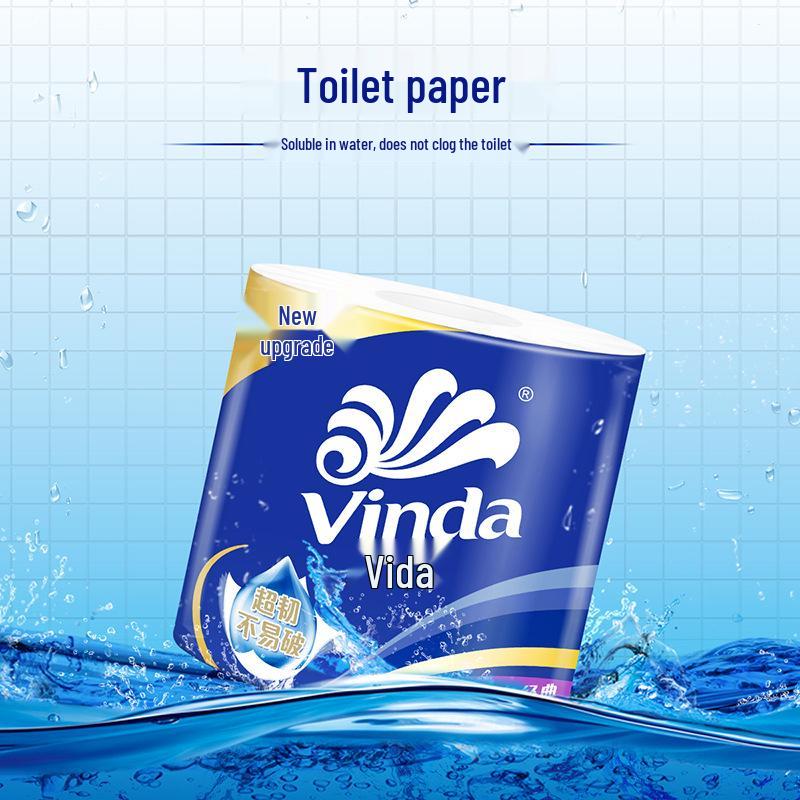 Vinda 4-Ply Toilet Paper, 130g Large Roll Value Pack, Household & Bathroom Tissue