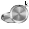 2/4 Stück Edelstahlplatten 4 Größen Runde Geschirr Wiederverwendbares Serviertablett für Pizza Dessert Steak Mehr Haus Picknick BBQ Geschirr