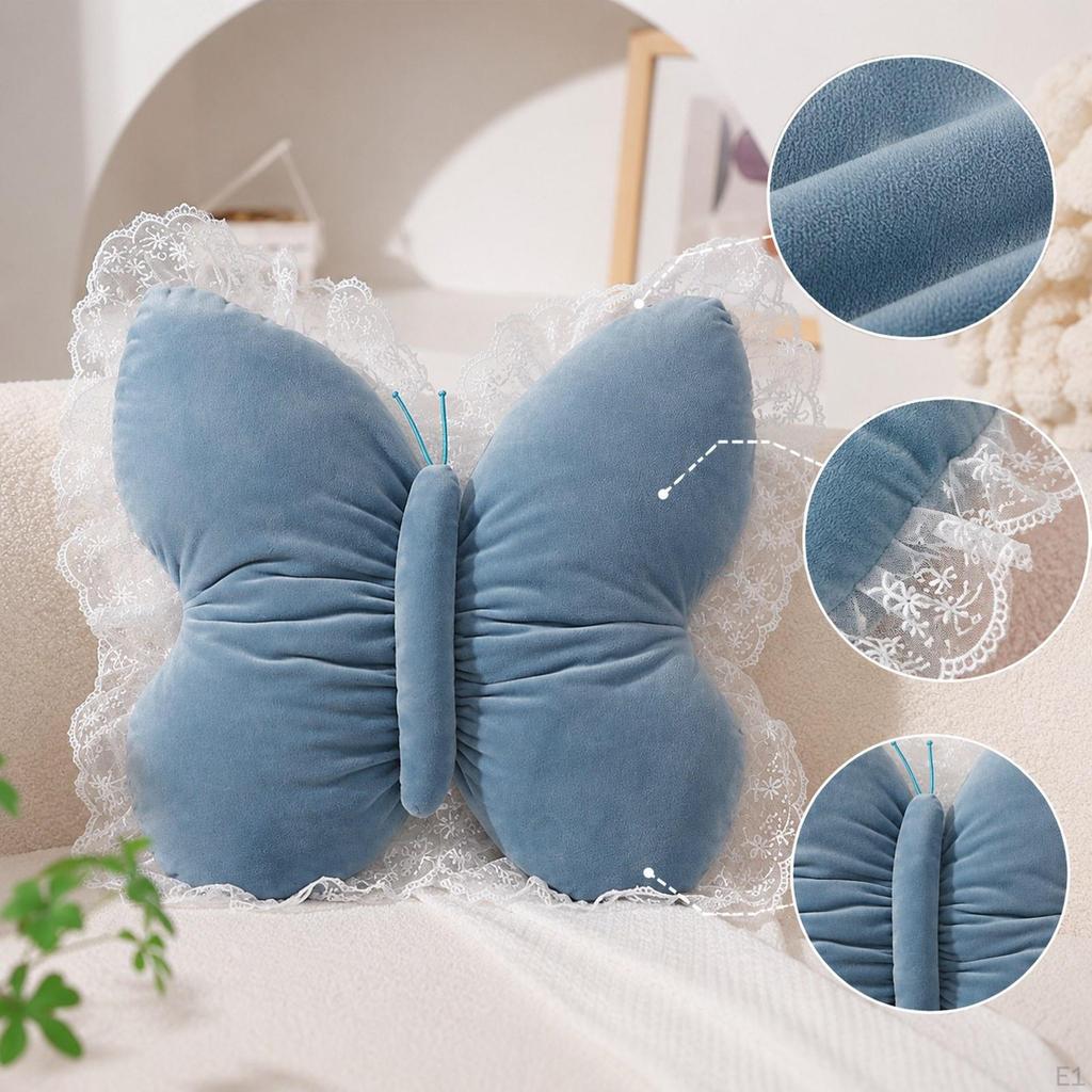 16" Butterfly Shaped Back Cushion Throw Pillows for Bedroom Office Decor