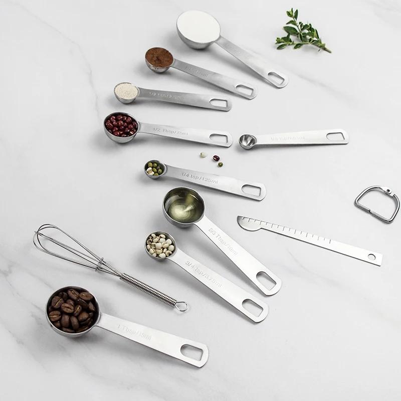 6/9/11Pcs Measuring Spoons Set Stainless Steel Seasoning Coffee Scoop Measuring Spoon With Scale Kitchen Baking Measuring Tools