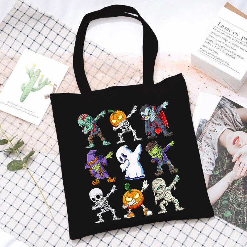 Halloween Printed Shoulder Bag Female Large Capacity Student Canvas Bag Tutoring Shopping Bag