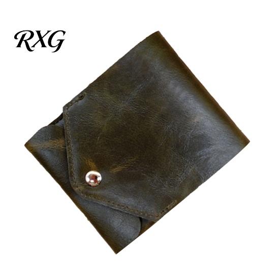 Hand-stitched Faux Leather Wallet Slim Wallet, Retro Snap Button Bifold Distressed Portable Card Holder for Men Women