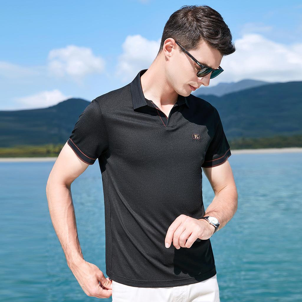 51.8% Modal Soft and Breathable Spring Business Short Sleeved Polo Shirt Men's T-shirt