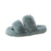 Red cotton mop versatile outer wear one-word heightening fluffy slippers women's thick bottom 2025 autumn plush net new beige