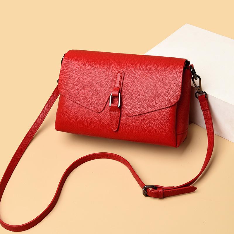 Lässige Damen-Achseltasche aus der ersten Schicht Rindsleder für Mütter mittleren Alters, Mahjong-Taschen, Umhänge-Messenger-Tasche aus echtem Leder