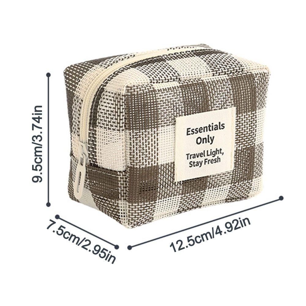 New Multi-purpose Mesh Cosmetic Bag Checkered Portable Travel Mesh Toiletry Bag Makeup Storage Case Storage Bag