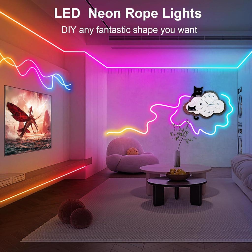 LED Neon Light Strip, Remote & App Controlled, IP65 Flexible 24V RGB
