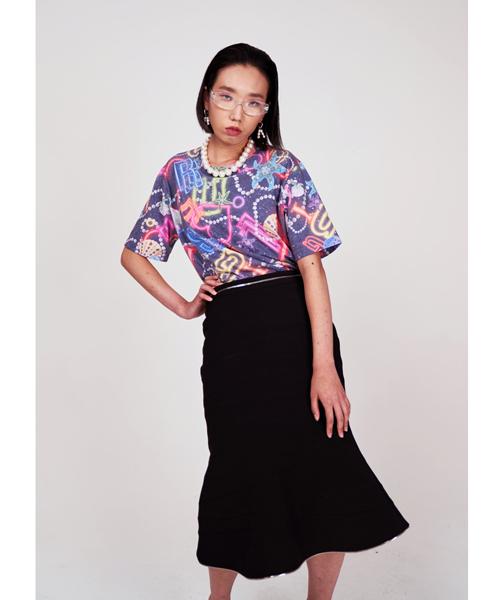 Greedius Neon Lettering Shorts Sleeve Vintage Top L