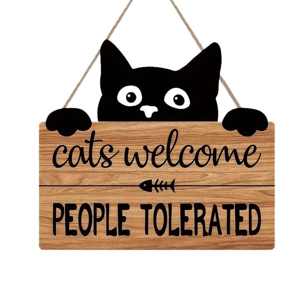 

Black Cat Cat Dog Wooden Welcome Door Sign Handmade Cat Footprint Wooden Plaque Party Decoration cat