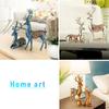 2pcs/set Reindeer Resin Figurines Ornaments Couple Deer Sculpture for Living Room Bookshelf Bedroom Wine Cabinet Decoration