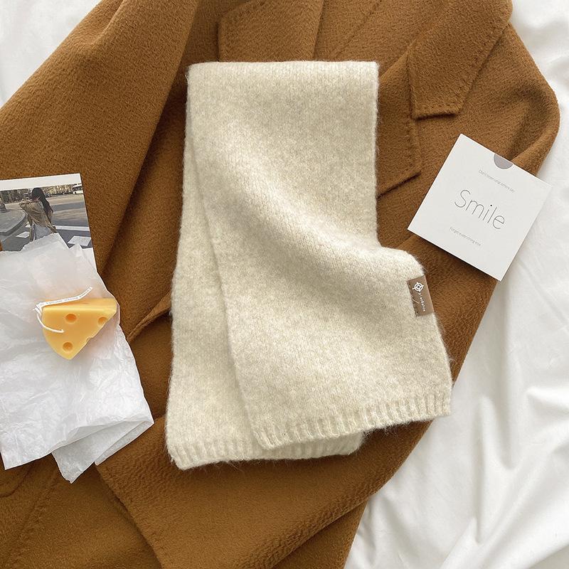 Neutral wind versatile scarf soft waxy knitted 20 sheep wool warm couple scarf student girl