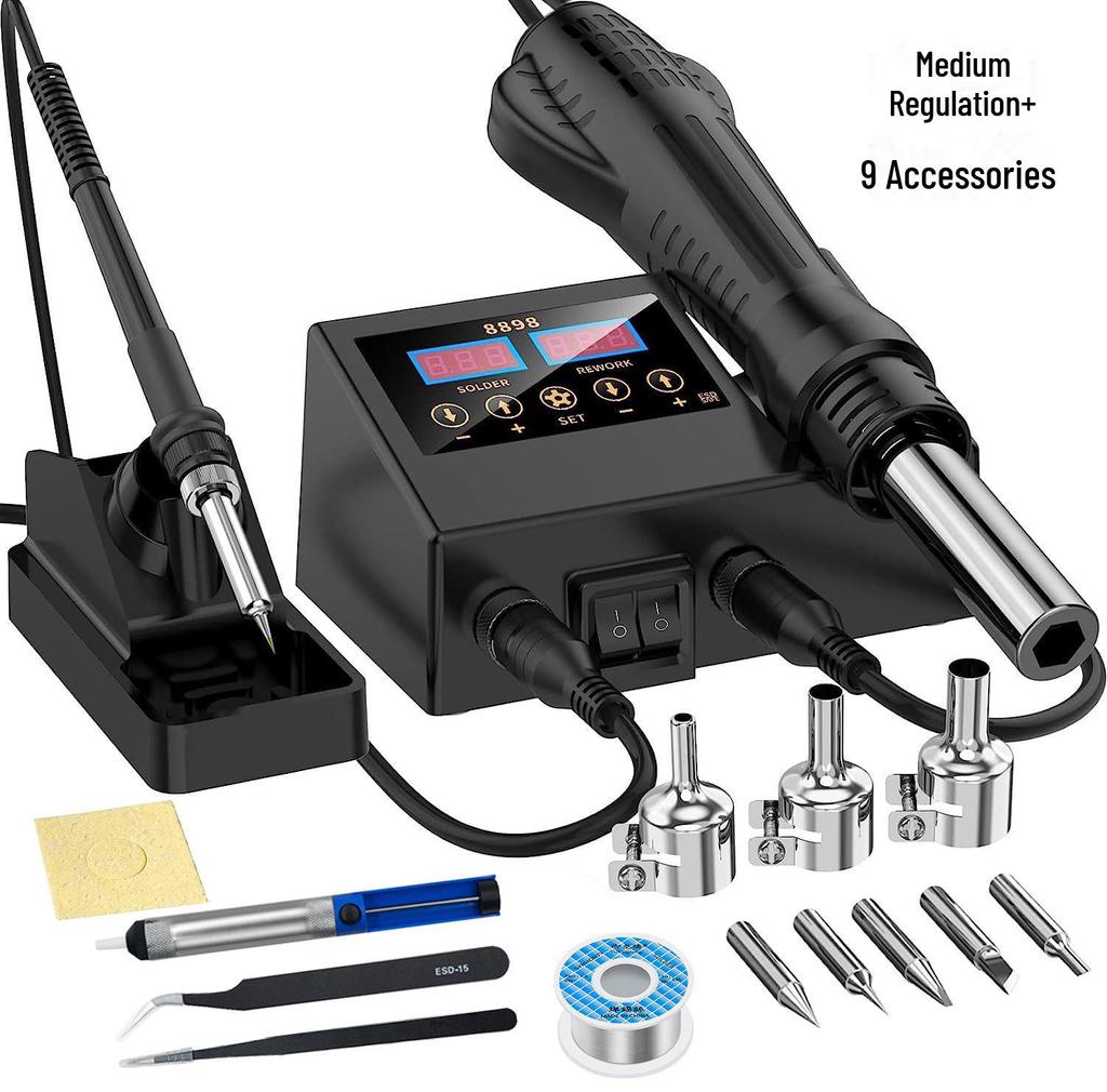 High-Power Dual Function Soldering & Desoldering Station with Hot Air Gun for Mobile Repair & Welding