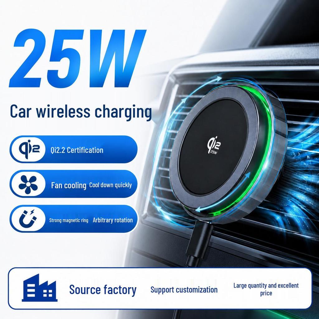 25W Magnetic Wireless Car Charger & Phone Holder Qi2.2 Fast Charging