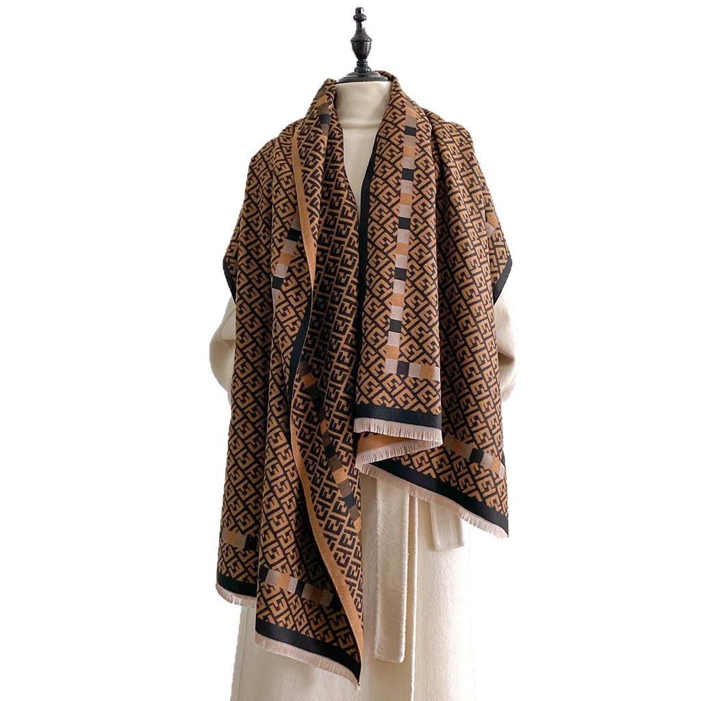 Doppelzweck-Imitationskaschmirschal, warm für klimatisierte Räume, modisches Plaid-Spleiß-Tuch, verdickter warmer Schal für Herbst und Winter