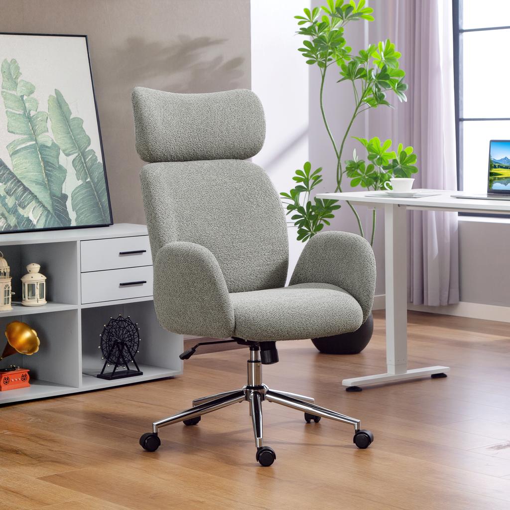 Office Chair with Adjustable Headrest, Ergonomic Desk Chair, Tilt Function, Height-Adjustable, Dark Grey