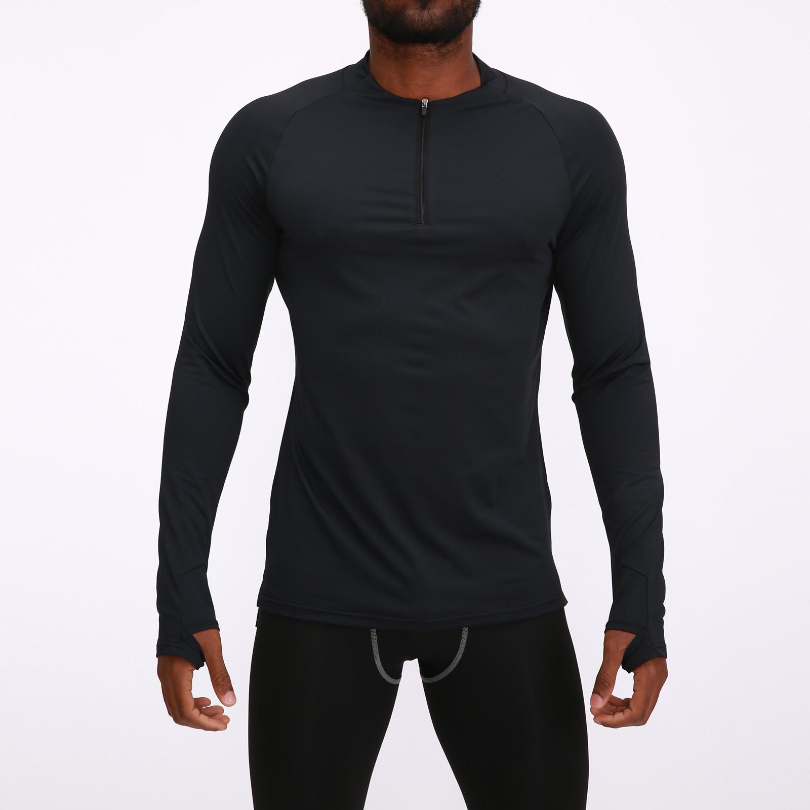 

Мужская повседневная одежда для фитнеса с длинным рукавом, быстросохнущая, дышащая, для бега на открытом воздухе, спортивная одежда с круглым вырезом XL чёрный