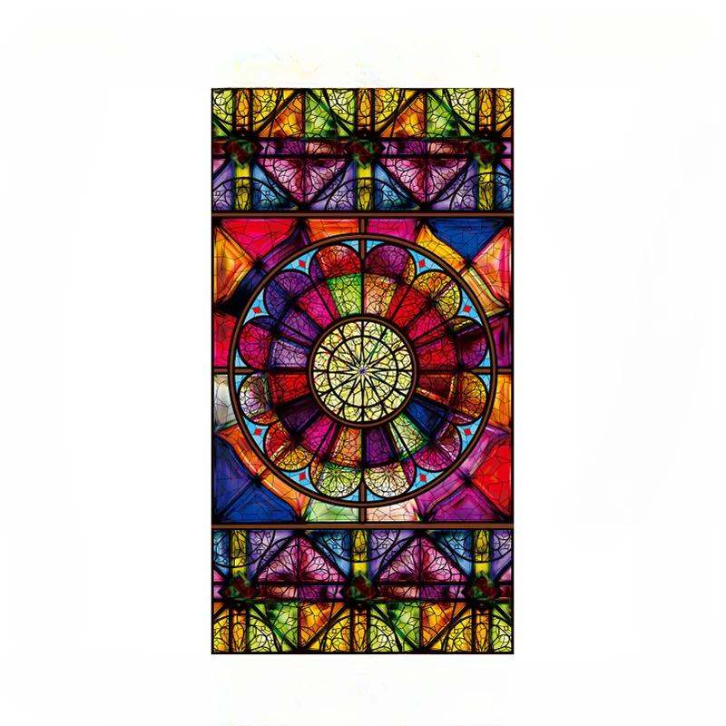 European Vintage Glass Paste Custom Toilet Opaque Painting Tiffany Imitation Art Film Electrostatic Scrub Window Paper