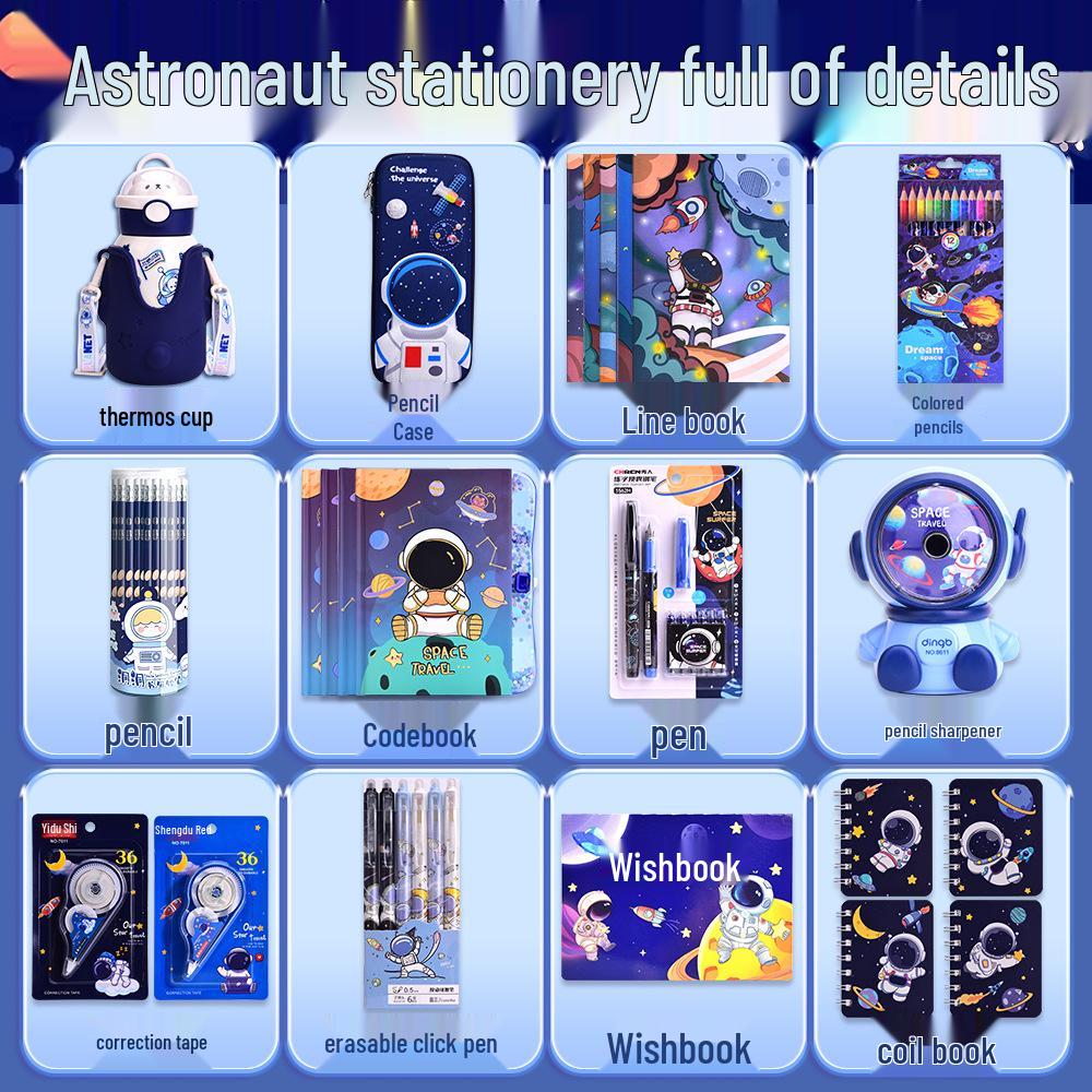 Kids' Astronaut Stationery Gift Set: Cartoon Birthday Party Favor and Student Reward Box
