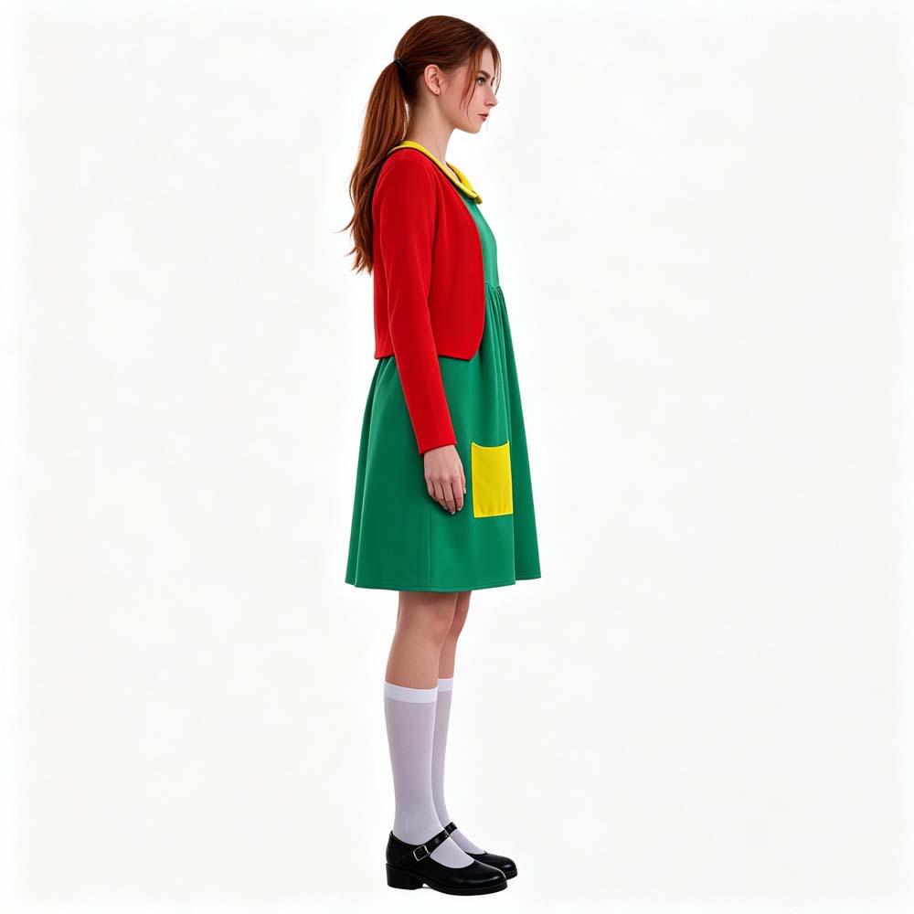 Mexican Comedy Chilindrina Cosplay Costume Halloween Christmas Fancy Dress