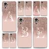 Letter Pink Shiny M R Phone Case For Xiaomi Redmi Note 14 13 12 4G 9 8 10 11 Pro Plus 5G 14C 13C 12C 10C 9C 9A Clear TPU Cover