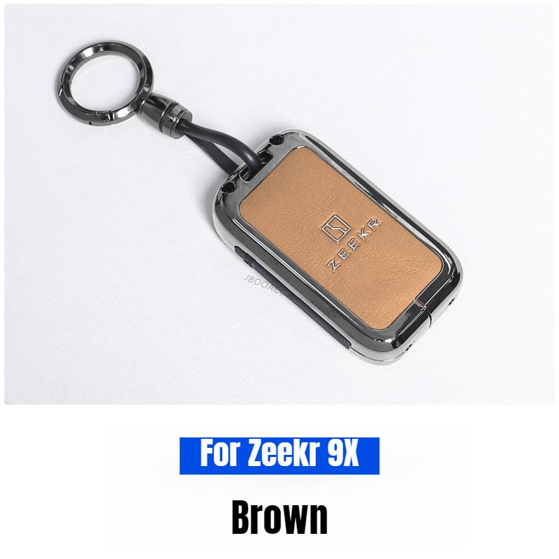 For Geely Zeekr 9X Electric Vehicle Key Case Car Key Shell Nappa Leather Zinc Alloy Key Fob Bag Case Cover Accessories