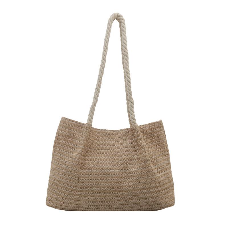 

New fashion woven shoulder bag beach straw bag women s largecapacity travel shoulder tote bag хакі