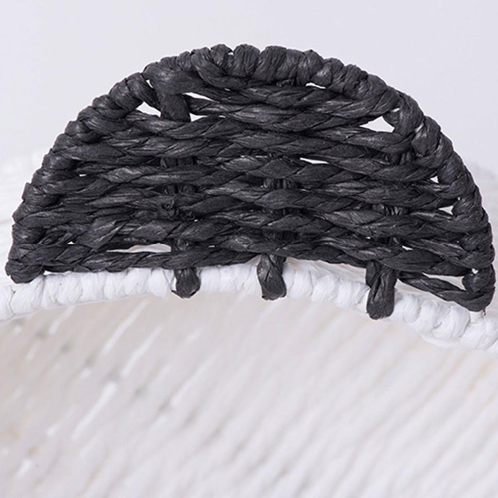 Cute Panda Ears Floating Shelves Imitation Rattan Woven Wall Shelf Hanging Storange Basket Small Plants Display Rack