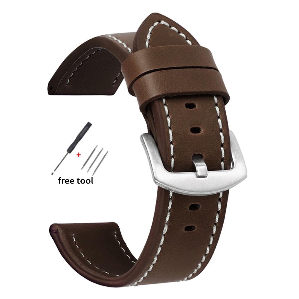 18mm 20mm 22mm 24mm Skórzany Pasek do Zegarka ze Skóry Bydlęcej dla Huawei Watch GT6/5/4 Bransoleta dla Xiaomi Mi Watch S3 S4 Sportowy Uniwersalny Pasek