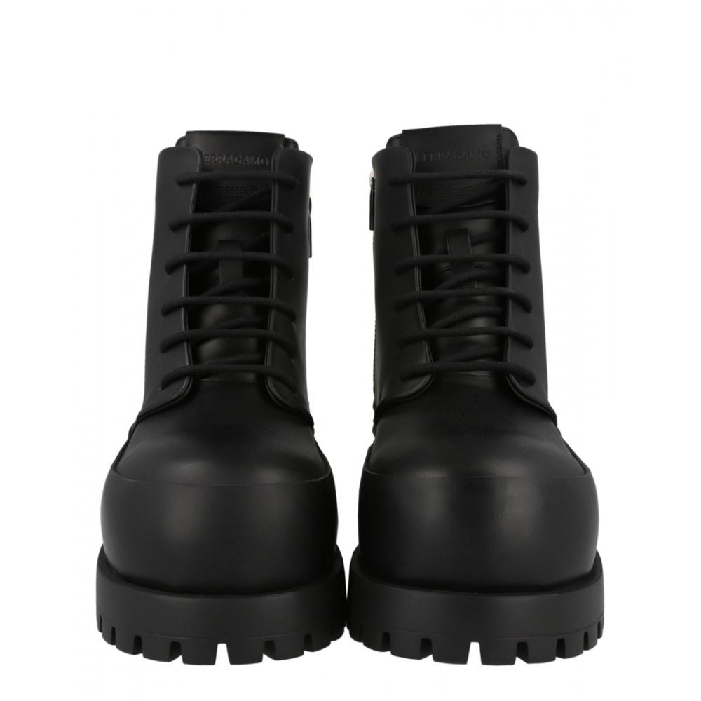 Salvatore Ferragamo Fede Combat Boots Black