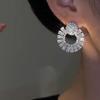 Exquisite light luxury zircon circle stud earrings temperament simple and versatile fashion celebrity high sense 1011 new earrings women