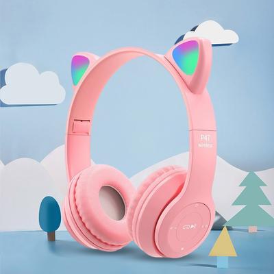 Flash Light Kids Children Headphone Voice Control Bluetooth-Compatible Pink Little Girl Earphone Gift Cartoon Phone Headset Gift