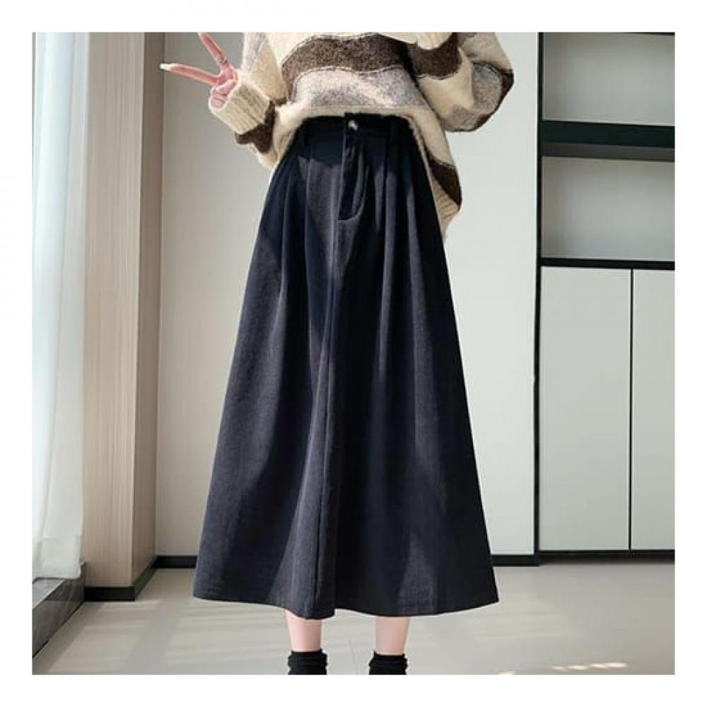 Navava Ns396 Casual Corduroy Skirt Back Banding