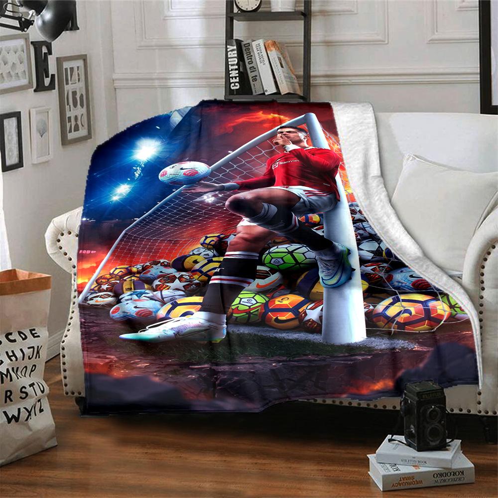 Dynamic Soccer Legend Blanket Soft Warm Cozy Suitable for Livingroom Seaside Bed All-Season Use Digital Print