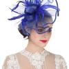 Cappello Fascinator Elegante Monocolore con Fermaglio per Capelli Piuma Decorativa Fiocco Decorazione in Rete Cappello Pillbox Accessori per Capelli